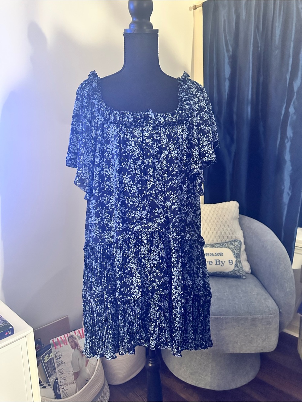 NWOT Anthropologie Blue Floral Dress